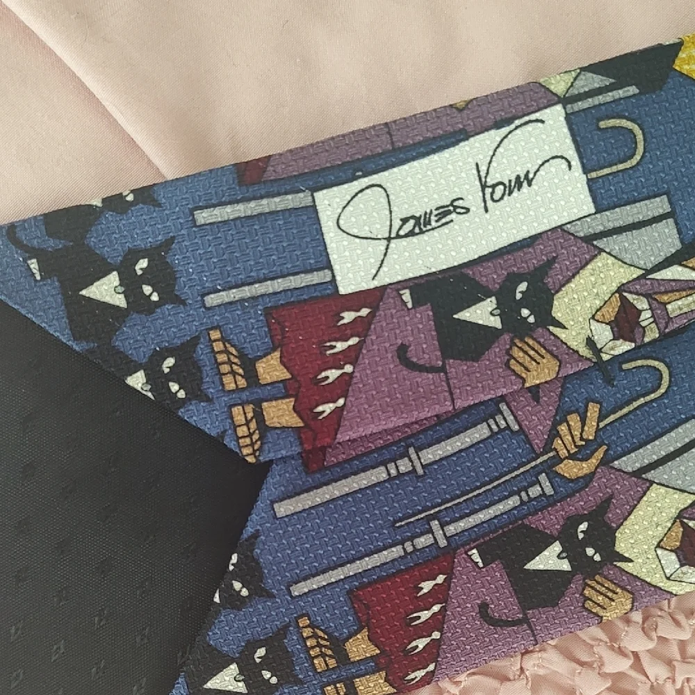 James Vann Tuxedo Cat Silk Tie 4